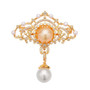 golden south sea and white south sea pearl with freshwater pearls and white zircon brooch in 18k vermeil yellow gold over sterling silver front