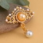 golden south sea and white south sea pearl with freshwater pearls and white zircon brooch in 18k vermeil yellow gold over sterling silver live studio