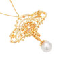 golden south sea and white south sea pearl with freshwater pearls and white zircon adjustable pendant brooch in 18k vermeil yellow gold over sterling silver back