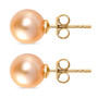 10mm round golden south sea pearl stud earrings in 14k yellow gold