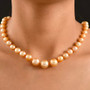 golden south sea pearl graduated 7-12mm with 950 platinum clasp 18" shown being worn