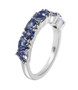 side view of trillion tanzanite band ring in rhodium over sterling silver