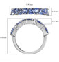 trillion tanzanite band ring in rhodium over sterling silver shown for size comparison