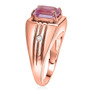 kunzite and lab grown diamond mens ring in 18k vermeil rose gold over sterling silver side profile