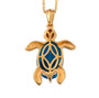 blue quartz triplet and black spinel sea turtle pendant necklace in 18k vermeil yellow gold over sterling silver back