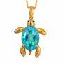 blue green quartz triplet and black spinel sea turtle pendant necklace in 18k vermeil yellow gold over sterling silver front option