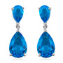 front view of blue quartz triplet drop earrings in rhodium over sterling silver