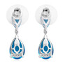 blue quartz triplet drop earrings in rhodium over sterling silver