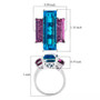 blue and pink quartz triplet trilogy cocktail ring in rhodium over sterling silver shown for size comparison