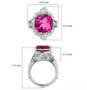 pink quartz triplet and zircon two ring set in rhodium over sterling silver shown for size comparison