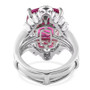 pink quartz triple and white zircon two ring set in rhodium over sterling silver undergallery