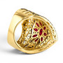 lab created ruby and black spinel floral cluster openwork ring in 18k vermeil yellow gold over sterling silver undergallery