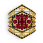 lab created ruby and black spinel floral cluster openwork ring in 18k vermeil yellow gold over sterling silver front