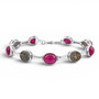 fissure filled ruby and druzy quartz bezel set tennis bracelet in rhodium over sterling silver front