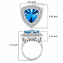 fancy cut trillion swiss blue topaz and moissanite halo ring in rhodium over sterling silver scale