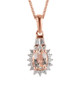 morganite and white zircon halo pendant necklace in 18k rose gold over sterling silver