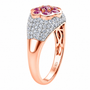 purple spinel and moissanite floral cluster ring in 18k vermeil rose gold and rhodium over sterling silver side profile