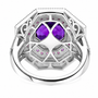 amethyst rhodolite and white zircon deco double halo ring in rhodium over sterling silver