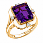 amethyst and moissanite white enamel ring in 18k vermeil yellow gold over sterling silver front