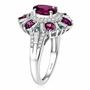 rhodolite garnet paraibia tourmaline and moissanite ring in rhodium over sterling silver side profile