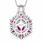 rhodolite garnet paraiba tourmaline and moissanite pendant necklace in rhodium over sterling silver back