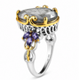 silver sheen sapphire and iolite ring in two tone 18k vermeil and rhodium over sterling silver side