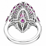 rhodolite garnet yellow sapphire and white zircon marquise shaped cluster ring in rhodium over sterling silver undergallery