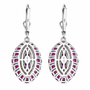rhodolite garnet and yellow sapphire marquise shaped cluster dangle lever back earrings in rhodium over sterling silver backs