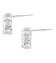 side view of dancing white cubic zirconia halo stud earrings in rhodium over sterling silver