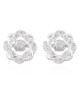 dancing white cubic zirconia halo stud earrings in rhodium over sterling silver