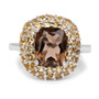 cushion smoky quartz ring with double halo of round citrine