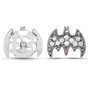 white topaz bat stud earrings front and back view