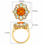 fired opal ethiopian opal and white zircon double halo ring in 18k vermeil yellow gold over sterling silver scale