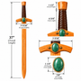 handmade wooden sword with real wrapped leather hilt and green aventurine cabochons scale
