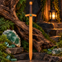 handmade wooden sword with real wrapped leather hilt and green aventurine cabochons live studio