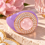 rose quartz and white zircon with purple enamel dome ring in 18k vermeil rose gold over sterling silver live studio