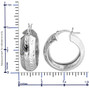 rhodium over sterling silver hoop earrings shown for size comparison