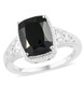 black tourmaline ring in rhodium over sterling silver