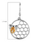 citrine bee honeycomb dangle earrings in rhodium over sterling silver shown for size comparison