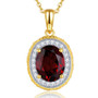 garnet and white zircon halo pendant necklace in 18k yellow gold over sterling silver