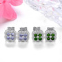 close up of tanzanite and white zircon studs in rhodium over sterling silver