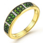 chrome diopside and white zircon band ring in 18k yellow gold over sterling silver