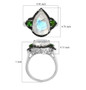 moonstone chrome diopside and black spinel pear halo ring in rhodium over sterling silver shown for size comparison