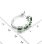 chrome diopside and white zircon hoops in rhodium over sterling silver shown for size comparison