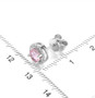 pink tourmaline and white zircon round halo stud earrings in rhodium over sterling silver shown for size comparison