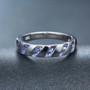 front view of tanzanite band ring in rhodium over sterling silver