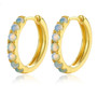 ethiopian opal cabochon hoops in 18k yellow gold over sterling silver