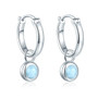 larimar dangle hoop earrings in rhodium over sterling silver