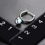 larimar dangle hoop earrings in rhodium over sterling silver shown for size comparison