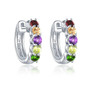 aquamarine huggie hoop earrings in rhodium over sterling silver